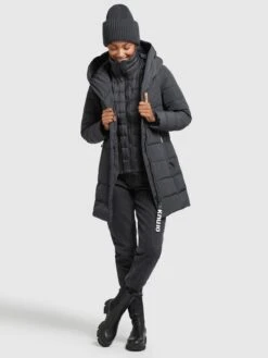 Khujo Manteaux Courts Manteau D’hiver Floyt Femme Gris Foncé -Khujo 542caea8563041d5bc868345c48f728b