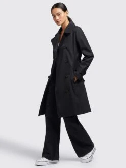 Khujo Trenchs Manteau Mi-saison Sarina Femme Noir -Khujo 77807bdd7b6ce7b6b4116f3ed37da47b