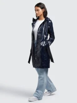 Khujo Manteaux De Pluie Manteau Mi-saison Alecia Femme Bleu Nuit -Khujo 7823ce04f7b1006dda018e09b3999dba