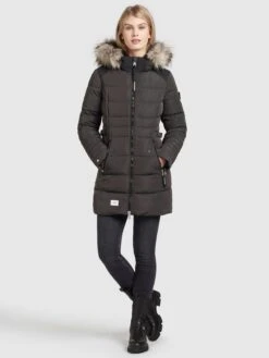 Khujo Manteaux Dhiver Manteau D’hiver Amaray Femme Anthracite -Khujo d1e8db6b60a74e47acc14e528a54d9b0