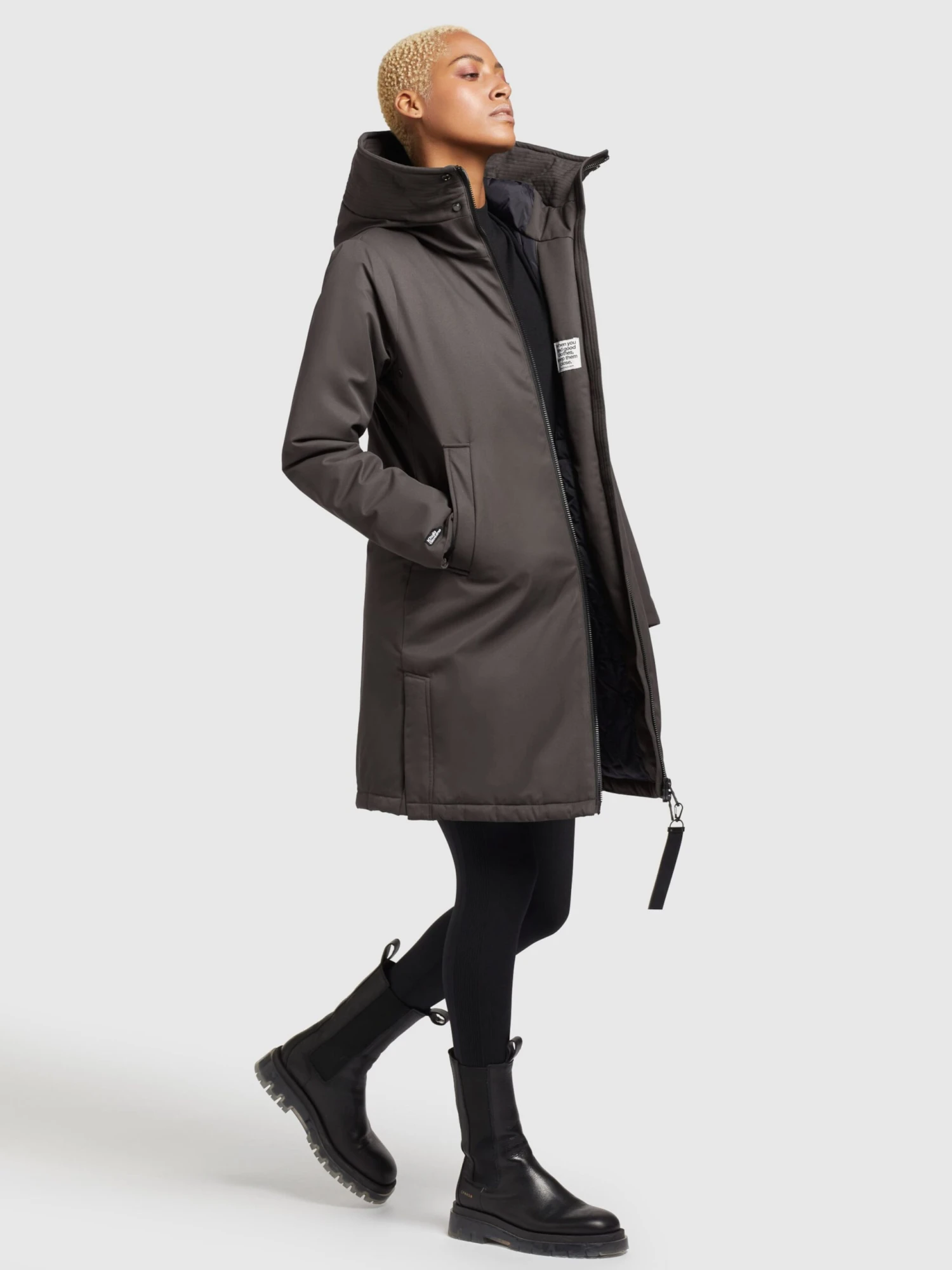 Khujo Manteaux De Mi-saison Manteau Mi-saison LISAD Femme Gris Foncé 8 Khujo Manteaux De Mi-saison Manteau Mi-saison LISAD Femme Gris Foncé – Image 6